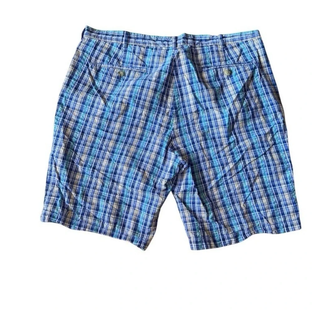 Pro Tour Men's Plaid Golf Casual‎ Shorts Blue Green White 40 Flat front preppy